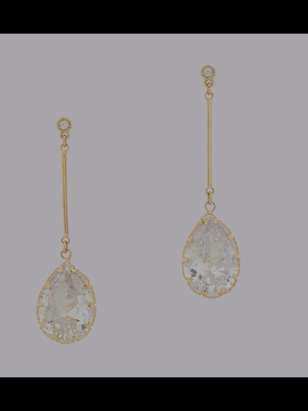 Aldo Gold Tone Necklace and Clear Teardrop Crystal Earrings Set - Picture 4 of 5
